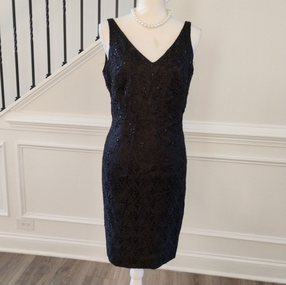 Marie StClair Classic Elegant Formal/Evening Dress Black Lace Sequin Sz-14